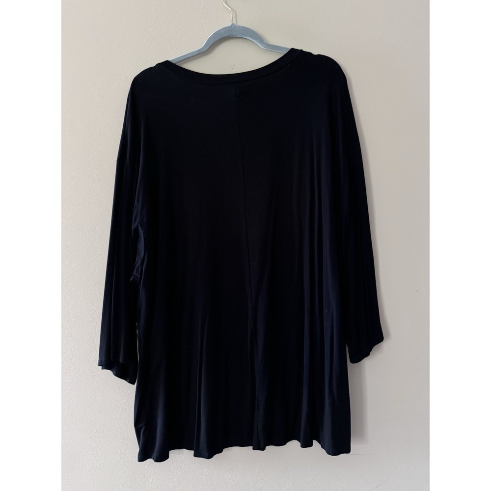 Sew In Love Round Neck Top Plus Size Black Top, Blouse 2x EUC, Stretchy - Picture 2 of 9